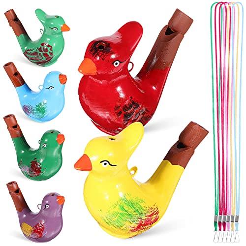 HOLIDYOYO Vogel-Wasserpfeifen Keramik-Vogel-Wasserpfeife Bunte Keramik-Vogelpfeifen Spielzeug Badezeit Musikspielzeug Für Kinder Geburtstagsgeschenk Ostergeschenk 6 Stück von HOLIDYOYO