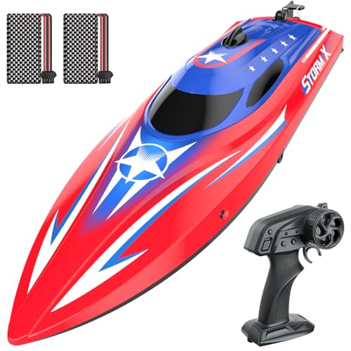 HOLYFUN Remote Control Boat for Kids and Adults RC Boot mit proportionaler Steuerung, 20+ km/h, wasserdicht, 30 Min Spielzeit, 2 Akkus, 2,4 GHz Fernsteuerung, für Kinder & Erwachsene, Pool & See von HOLYFUN