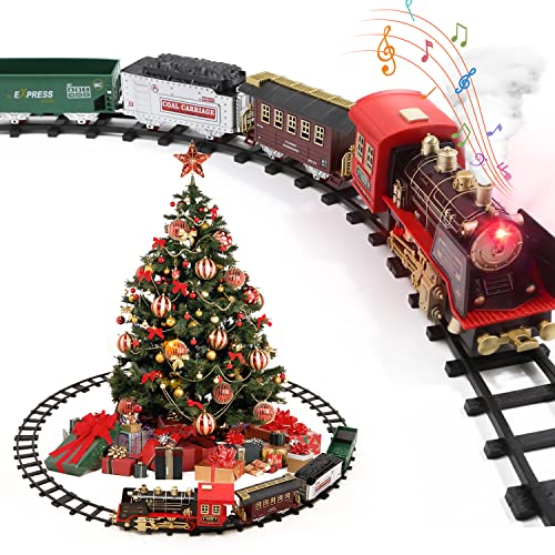 Zug-Set mit Rauch, Ton und Licht, elektrische Eisenbahn Spur Spielzeug unter dem Weihnachtsbaum, Weihnachten Geburtstag Geschenk für 3 4 5 6 7 8+ Jahre alte Kinder, Kleinkinder, Jungen und Mädchen Zug-Set mit Rauch, Ton und Licht, elektrische Eisenbahn Spur Spielzeug unter dem Weihnachtsbaum, Weihnachten Geburtstag Geschenk für 3 4 5 6 7 8+ Jahre alte Kinder, Kleinkinder, Jungen und Mädchen von HOLYFUN