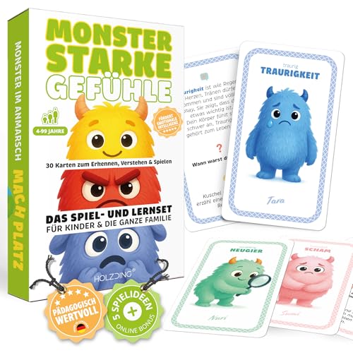 Gefühlsmonster Karten-Set für Kinder – 30 emotionale Spiel- & Lernkarten ab 4-99 Jahre – Gefühlskarten mit Monster-Illustrationen – Pädagogisch wertvoll für Familie, Kita, Schule & Therapie Gefühlsmonster Karten-Set für Kinder – 30 emotionale Spiel- & Lernkarten ab 4-99 Jahre – Gefühlskarten mit Monster-Illustrationen – Pädagogisch wertvoll für Familie, Kita, Schule & Therapie von HOLZDING