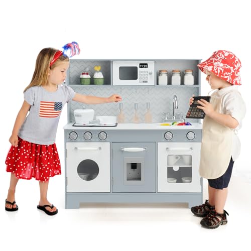 HOMASIS Kinderküche Holz, Kinder Spielküche mit Licht & Sound, Kinderspielküche mit Spüle Herd Backofen Mikrowelle Telefon, Spielzeugküche inkl. Zubehör, Küchenspielset für Kinder ab 3 Jahre, Grau HOMASIS Kinderküche Holz, Kinder Spielküche mit Licht & Sound, Kinderspielküche mit Spüle Herd Backofen Mikrowelle Telefon, Spielzeugküche inkl. Zubehör, Küchenspielset für Kinder ab 3 Jahre, Grau von HOMASIS