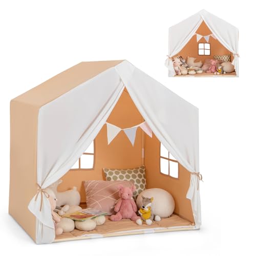HOMASIS Kinderzelt Indoor, Spielzelt mit Matte, Vorhang, Flaggen, Spielhaus aus Holzrahmen, Bettzelt Prinzessin Zelt für Mädchen & Jungen ab 3 Jahren, Kinderspielhaus für Kinderzimmer (Hellbraun) HOMASIS Kinderzelt Indoor, Spielzelt mit Matte, Vorhang, Flaggen, Spielhaus aus Holzrahmen, Bettzelt Prinzessin Zelt für Mädchen & Jungen ab 3 Jahren, Kinderspielhaus für Kinderzimmer (Hellbraun) von HOMASIS