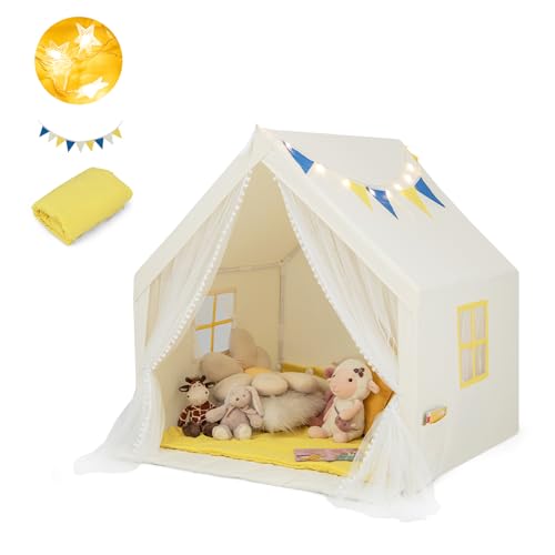 HOMASIS Kinderzelt für Indoor & Oudoor, Kinder Spielzelt mit Sternenlichtern & Matte & Fenster & Vorhang, Spielhaus Prinzessin für Jungen & Mädchen, Kinderspielhaus Tipi Zelt 121x105x125cm HOMASIS Kinderzelt für Indoor & Oudoor, Kinder Spielzelt mit Sternenlichtern & Matte & Fenster & Vorhang, Spielhaus Prinzessin für Jungen & Mädchen, Kinderspielhaus Tipi Zelt 121x105x125cm von HOMASIS