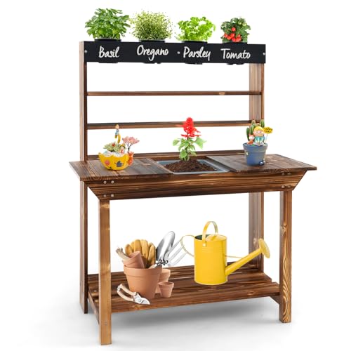 HOMASIS Matschküche Outdoor, Pflanztisch Holz, Kinderküche Mit Abnehmbarem Waschbecken/Tafel/4 Blumentöpfen, Spielküche, Pflanzbank Gartenspielkücheset Für Kinder Ab 3 Jahren, Braun HOMASIS Matschküche Outdoor, Pflanztisch Holz, Kinderküche Mit Abnehmbarem Waschbecken/Tafel/4 Blumentöpfen, Spielküche, Pflanzbank Gartenspielkücheset Für Kinder Ab 3 Jahren, Braun von HOMASIS