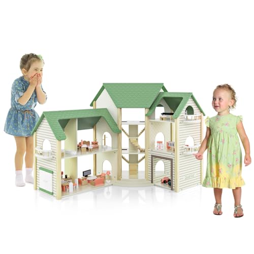 HOMASIS Puppenhaus Holz, Dollhouse inkl. 32/36/42 Zubehör & Möbeln, Puppenvilla 3 Etagen mit 6/7 Zimmer, Geschenk für Mädchen, Traumhaus Puppenstube Traumvilla für Kinder ab 3 Jahren (Model 1) HOMASIS Puppenhaus Holz, Dollhouse inkl. 32/36/42 Zubehör & Möbeln, Puppenvilla 3 Etagen mit 6/7 Zimmer, Geschenk für Mädchen, Traumhaus Puppenstube Traumvilla für Kinder ab 3 Jahren (Model 1) von HOMASIS