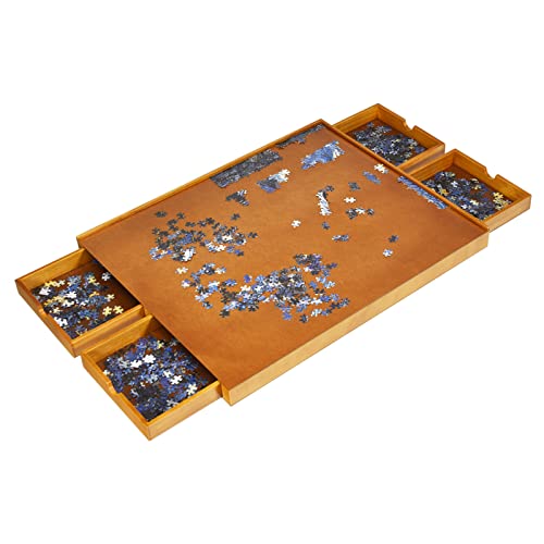 HOMASIS Puzzletisch mit 4 Schubladen, Puzzlebrett 1500 Teile, Puzzle Table mit Arbeitsfläche, Puzzlepalteau Holz, großes Puzzleplatte Puzzle Board Puzzlematte Puzzle-Speichersystem 80 x 65 cm HOMASIS Puzzletisch mit 4 Schubladen, Puzzlebrett 1500 Teile, Puzzle Table mit Arbeitsfläche, Puzzlepalteau Holz, großes Puzzleplatte Puzzle Board Puzzlematte Puzzle-Speichersystem 80 x 65 cm von HOMASIS