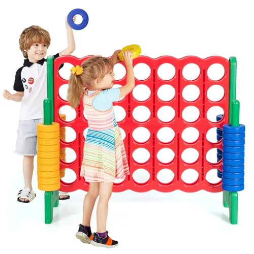 HOMASIS Riesiges 4 Gewinnt Spiel, 4 in Einer Reihe Spiele, Strategiespiel mit 42 Ringen & & Schieberegler, XXL Brettspiel Spielzeug Vier Gewinnt Spiel für Kinder & Erwachsene Outdoor (Grün) von HOMASIS