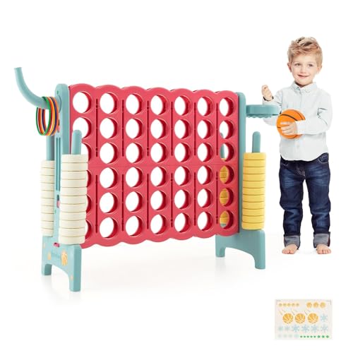 HOMASIS Riesiges 4 Gewinnt Spiel, 4 in Einer Reihe Spiel mit Basketballkorb & Wurfspiel, Strategiespiel mit 42 Ringen, XXL Brettspiel Spielzeug für Kinder & Erwachsene Outdoor (Hellblau+Pfirsichrosa) HOMASIS Riesiges 4 Gewinnt Spiel, 4 in Einer Reihe Spiel mit Basketballkorb & Wurfspiel, Strategiespiel mit 42 Ringen, XXL Brettspiel Spielzeug für Kinder & Erwachsene Outdoor (Hellblau+Pfirsichrosa) von HOMASIS