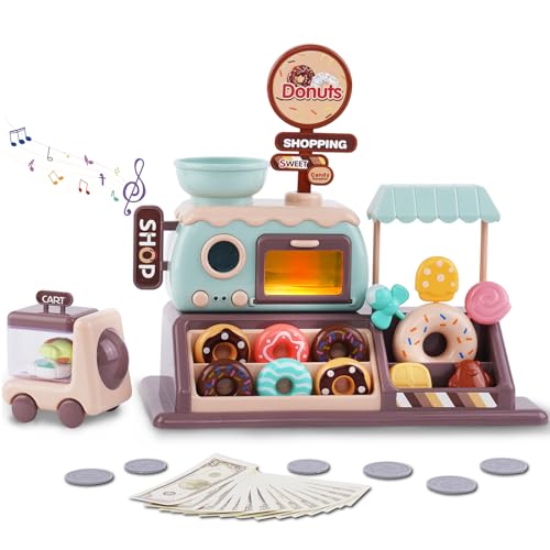 HOMCENT Doughnuts Set Spielzeug mit Sound, Rollenspiel Essen für Kleinkinder, Jungen und Mädchen, Geburtstagsgeschenke, 34-TLG von HOMCENT