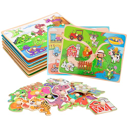 HOMCENT Holzpuzzle für Kleinkinder von 2 bis 4 Jahren 6-teiliges Kleinkind-Puzzle-Set Pädagogisches Vorschulspielzeug, Montessori Spielzeug von HOMCENT