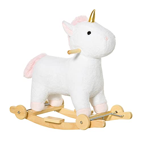 HOMCOM 2-IN-1 Schaukelpferd mit Räder Plüsch Schaukeltier Babyschaukel Spielzeug Weiß 63 x 38 x 63 cm HOMCOM 2-IN-1 Schaukelpferd mit Räder Plüsch Schaukeltier Babyschaukel Spielzeug Weiß 63 x 38 x 63 cm von HOMCOM