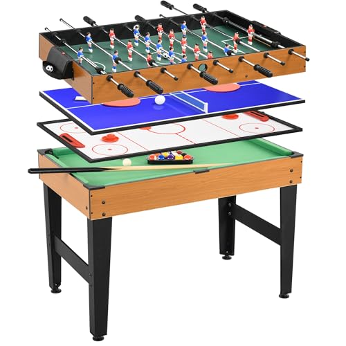 HOMCOM Multi Spieltisch 4-in-1-Tisch mit Tischtennis Billardtisch Tischfußball mit Zubehör Multifunktionstisch für Kinder Erwachsene 107 x 61 x 84,5cm Naturholz+Schwarz HOMCOM Multi Spieltisch 4-in-1-Tisch mit Tischtennis Billardtisch Tischfußball mit Zubehör Multifunktionstisch für Kinder Erwachsene 107 x 61 x 84,5cm Naturholz+Schwarz von HOMCOM
