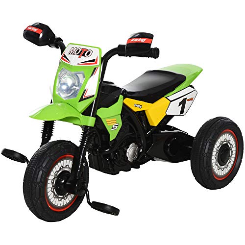 HOMCOM Dreirad Kinder Motorrad Cross Musik- und Lichteffekte Aufbewahrungskoffer Grün von HOMCOM