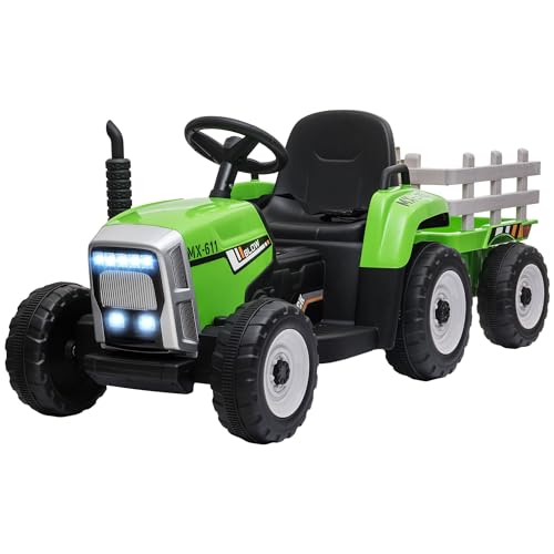 HOMCOM Elektrischer Traktor mit Anhänger, Kinder Aufsitztraktor mit Fernbedienung, Kinder Elektroauto mit MP3 Funktion, Kinderfahrzeug mit Scheinwerfer, 3-6KM/H, für 3-6 Jahre Kinder, Grün HOMCOM Elektrischer Traktor mit Anhänger, Kinder Aufsitztraktor mit Fernbedienung, Kinder Elektroauto mit MP3 Funktion, Kinderfahrzeug mit Scheinwerfer, 3-6KM/H, für 3-6 Jahre Kinder, Grün von HOMCOM