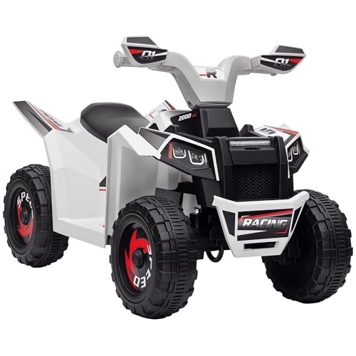 HOMCOM Elektro Kinderquad, Elektrofahrzeug mit Vorwärts-und Rückwärtsfunktion, 2,5 km/h, 6 V Mini Elektroquad für Kinder 1,5-3 Jahre, Weiß von HOMCOM