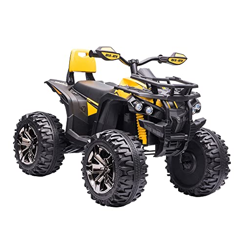 HOMCOM Elektro Quad für Kinder, 12V 10Ah Kinder Quad mit Vorwärts-, Rückwärtsfunktion, 2 Motor, USB-Anschluss, MP3-Musikplayer, Kinderfahrzeug mit Scheinwerfer 3-8 km/h, für 3-5 Jahre, Gelb HOMCOM Elektro Quad für Kinder, 12V 10Ah Kinder Quad mit Vorwärts-, Rückwärtsfunktion, 2 Motor, USB-Anschluss, MP3-Musikplayer, Kinderfahrzeug mit Scheinwerfer 3-8 km/h, für 3-5 Jahre, Gelb von HOMCOM