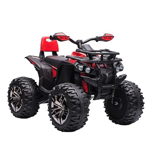 HOMCOM Elektro Quad für Kinder, 12V 10Ah Kinder Quad mit Vorwärts-, Rückwärtsfunktion, 2 Motor, USB-Anschluss, MP3-Musikplayer, Kinderfahrzeug mit Scheinwerfer 3-8 km/h, für 3-5 Jahre, Rot HOMCOM Elektro Quad für Kinder, 12V 10Ah Kinder Quad mit Vorwärts-, Rückwärtsfunktion, 2 Motor, USB-Anschluss, MP3-Musikplayer, Kinderfahrzeug mit Scheinwerfer 3-8 km/h, für 3-5 Jahre, Rot von HOMCOM