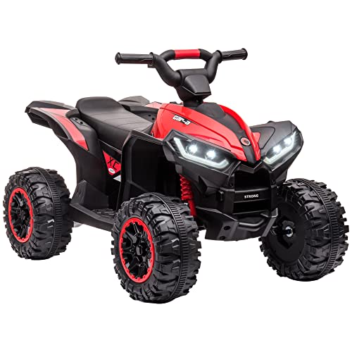 HOMCOM Elektro-Quad 12V Kinderquad mit USB-Anschluss, Kindermotorrad mit MP3-Musikplayer, Scheinwerfer, Kinderfahrzeug für Kinder 3-5 Jahre, 3-6 km/h, Metall, Rot HOMCOM Elektro-Quad 12V Kinderquad mit USB-Anschluss, Kindermotorrad mit MP3-Musikplayer, Scheinwerfer, Kinderfahrzeug für Kinder 3-5 Jahre, 3-6 km/h, Metall, Rot von HOMCOM