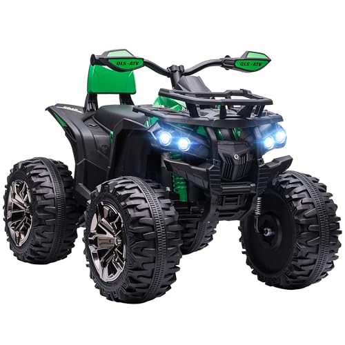 HOMCOM Elektro Quad für Kinder, 12V 10Ah Kinder Quad mit Vorwärts-, Rückwärtsfunktion, 2 Motor, USB-Anschluss, MP3-Musikplayer, Kinderfahrzeug mit Scheinwerfer 3-8 km/h, für 3-5 Jahre, Grün HOMCOM Elektro Quad für Kinder, 12V 10Ah Kinder Quad mit Vorwärts-, Rückwärtsfunktion, 2 Motor, USB-Anschluss, MP3-Musikplayer, Kinderfahrzeug mit Scheinwerfer 3-8 km/h, für 3-5 Jahre, Grün von HOMCOM