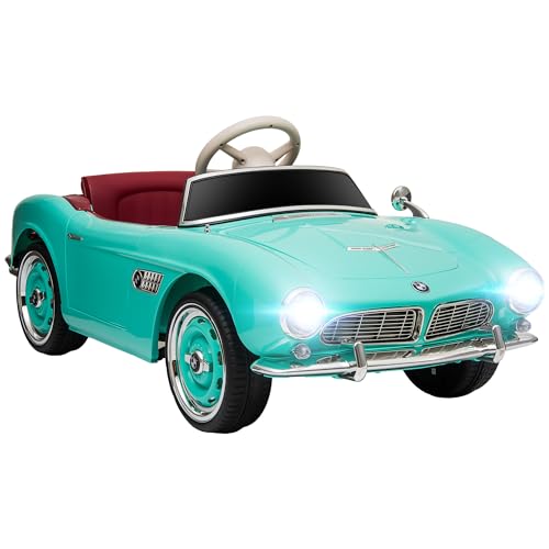 HOMCOM Elektroauto für Kinder, BMW 507 Lizenz, Retro-Vintage-Stil, 12V, Höchstgeschwindigkeit 5 km/h, Fernbedienung, Licht- und Soundeffekte, grün HOMCOM Elektroauto für Kinder, BMW 507 Lizenz, Retro-Vintage-Stil, 12V, Höchstgeschwindigkeit 5 km/h, Fernbedienung, Licht- und Soundeffekte, grün von HOMCOM