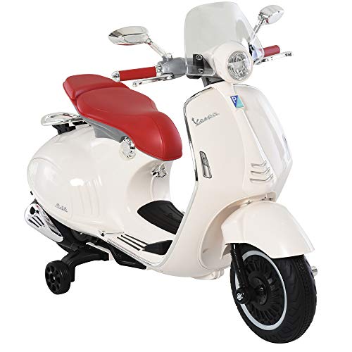 HOMCOM Elektrofahrzeug, Kinderfahrzeug, Kindermotorrad, Elektro-Motorrad mit MP3-Musik Beleuchtung, 3-6 Jahre, PP, Weiß, 108 x 49 x 75 cm von HOMCOM