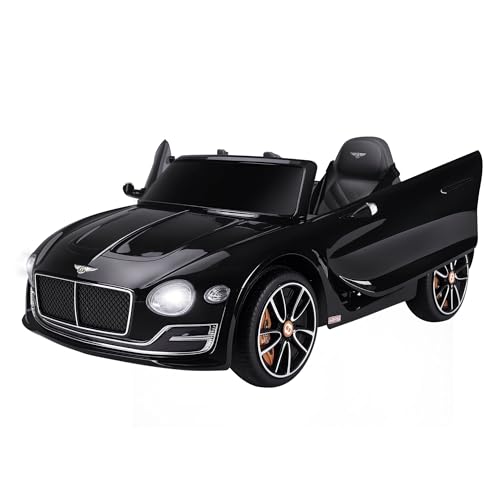 HOMCOM Elektrofahrzeug Kinder 2 Motoren 108L x 60l x 43H cm Fernbedienung Soundeffekte + Leuchtend Schwarz Bentley von HOMCOM