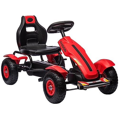 HOMCOM Go Kart für Kinder von 5-12 Jahren, Kunststoff- und Metall-Pedalkart mit verstellbarem Sitz, Handbremse und Rückwärtsgang, 121x58x61 cm, rot HOMCOM Go Kart für Kinder von 5-12 Jahren, Kunststoff- und Metall-Pedalkart mit verstellbarem Sitz, Handbremse und Rückwärtsgang, 121x58x61 cm, rot von HOMCOM