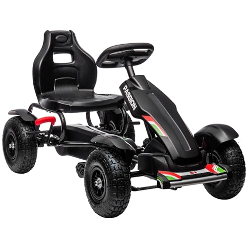 HOMCOM GoKart, Tretfahrzeug, Tretauto mit Handbremsen, Kinderfahrzeug mit verstellbarem Sitz, Pedal, Kettcar für 5-12 Jahre Kinder, Outdoor, Schwarz HOMCOM GoKart, Tretfahrzeug, Tretauto mit Handbremsen, Kinderfahrzeug mit verstellbarem Sitz, Pedal, Kettcar für 5-12 Jahre Kinder, Outdoor, Schwarz von HOMCOM