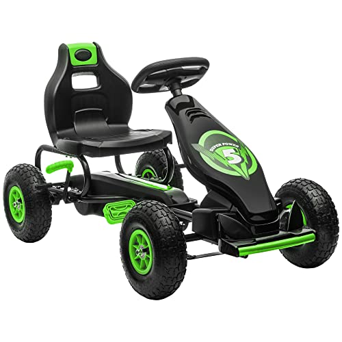 HOMCOM Gokart, Kinderfahrzeug mit verstellbarem Sitz, Tretfahrzeug mit Gummireifen, Pedal und Handbremse, Kettcar für 5-12 Jahre Kinder, Outdoor, Grün HOMCOM Gokart, Kinderfahrzeug mit verstellbarem Sitz, Tretfahrzeug mit Gummireifen, Pedal und Handbremse, Kettcar für 5-12 Jahre Kinder, Outdoor, Grün von HOMCOM