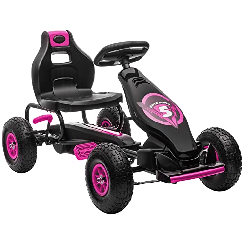 HOMCOM Gokart, Kinderfahrzeug mit verstellbarem Sitz, Tretfahrzeug mit Gummireifen, Pedal und Handbremse, Kettcar für 5-12 Jahre Kinder, Outdoor, Rosa HOMCOM Gokart, Kinderfahrzeug mit verstellbarem Sitz, Tretfahrzeug mit Gummireifen, Pedal und Handbremse, Kettcar für 5-12 Jahre Kinder, Outdoor, Rosa von HOMCOM