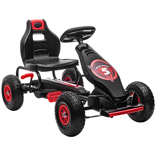 HOMCOM Gokart, Kinderfahrzeug mit verstellbarem Sitz, Tretfahrzeug mit Gummireifen, Pedal und Handbremse, Kettcar für 5-12 Jahre Kinder, Outdoor, Rot HOMCOM Gokart, Kinderfahrzeug mit verstellbarem Sitz, Tretfahrzeug mit Gummireifen, Pedal und Handbremse, Kettcar für 5-12 Jahre Kinder, Outdoor, Rot von HOMCOM