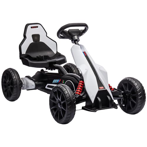 HOMCOM Kinder Elektro Gokart 12 V 3-5km/h Drift Kart mit 2-Fach verstellbarem Modus, Sicherheitsgurt, Lenkrad, Go Kart Kinderfahrzeug für 3-8 Jahre Kinder, Weiß HOMCOM Kinder Elektro Gokart 12 V 3-5km/h Drift Kart mit 2-Fach verstellbarem Modus, Sicherheitsgurt, Lenkrad, Go Kart Kinderfahrzeug für 3-8 Jahre Kinder, Weiß von HOMCOM