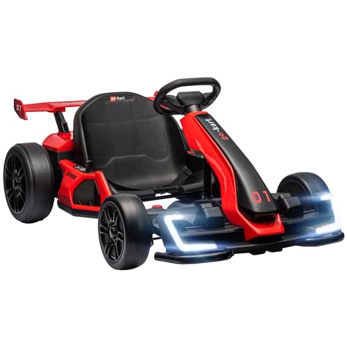 HOMCOM Kinder Elektro Gokart 24 V 6-12km/h Drift Kart mit Driftmodus, Langsamem Start, 3-Fach verstellbarem Sitz Go Kart mit Anzeige Musik, Sicherheitsgurt Kinderfahrzeug für 6-12 Jahre Kinder Rot HOMCOM Kinder Elektro Gokart 24 V 6-12km/h Drift Kart mit Driftmodus, Langsamem Start, 3-Fach verstellbarem Sitz Go Kart mit Anzeige Musik, Sicherheitsgurt Kinderfahrzeug für 6-12 Jahre Kinder Rot von HOMCOM