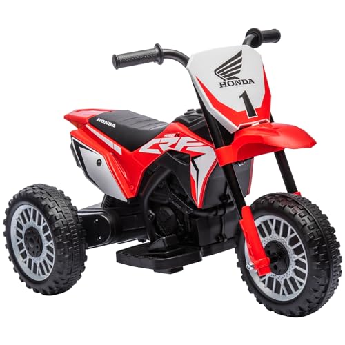HOMCOM Kinder Elektro-Motorrad, 6V Kindermotorrad mit Hupe, Startup-Musik, Kinderfahrzeug, 3km/h, für 1,5-3 Jahre, Rot HOMCOM Kinder Elektro-Motorrad, 6V Kindermotorrad mit Hupe, Startup-Musik, Kinderfahrzeug, 3km/h, für 1,5-3 Jahre, Rot von HOMCOM