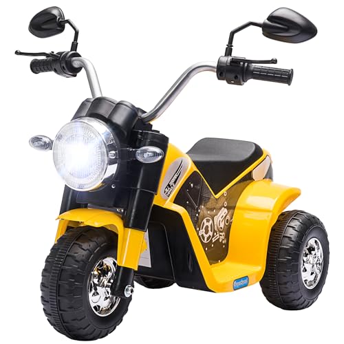 HOMCOM Kinder Elektro-Motorrad Chopper Offroad 6 V 20 W Laufen Vorne Hinten 3 Räder Licht- und Soundeffekte Gelb Schwarz HOMCOM Kinder Elektro-Motorrad Chopper Offroad 6 V 20 W Laufen Vorne Hinten 3 Räder Licht- und Soundeffekte Gelb Schwarz von HOMCOM