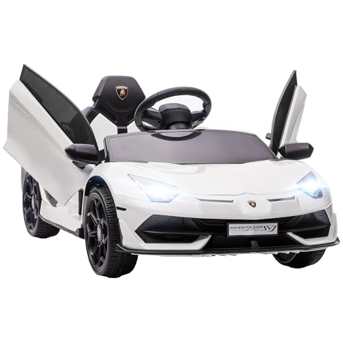 HOMCOM Kinder Elektroauto 12V Elektrisches Kinderfahrzeug, Lamborghini Aventador SVJ Roadster Elektrofahrzeug inkl. 2,4G Fernbedienung, Kinderauto mit MP3-Player, Hupe, Licht, für 3-5 Jahre, Weiß HOMCOM Kinder Elektroauto 12V Elektrisches Kinderfahrzeug, Lamborghini Aventador SVJ Roadster Elektrofahrzeug inkl. 2,4G Fernbedienung, Kinderauto mit MP3-Player, Hupe, Licht, für 3-5 Jahre, Weiß von HOMCOM