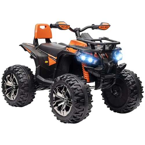 HOMCOM Elektro Quad für Kinder, 12V 10Ah Kinder Quad mit Vorwärts-, Rückwärtsfunktion, 2 Motor, USB-Anschluss, MP3-Musikplayer, Kinderfahrzeug mit Scheinwerfer 3-8 km/h, für 3-5 Jahre, Orange HOMCOM Elektro Quad für Kinder, 12V 10Ah Kinder Quad mit Vorwärts-, Rückwärtsfunktion, 2 Motor, USB-Anschluss, MP3-Musikplayer, Kinderfahrzeug mit Scheinwerfer 3-8 km/h, für 3-5 Jahre, Orange von HOMCOM