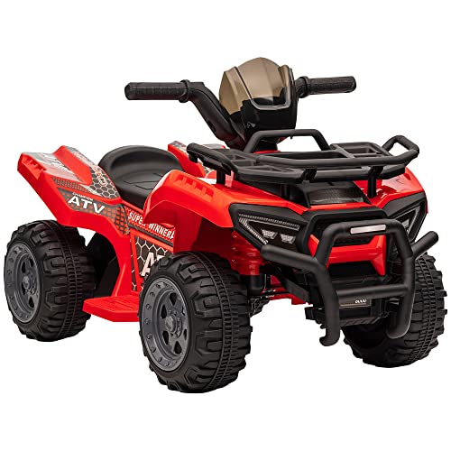 HOMCOM Kinder Quad Elektro 6V Kinderquad mit Vorwärtsfunktion, Musik, Elektro-Quad für Kinder 1,5-3 Jahre Rot von HOMCOM