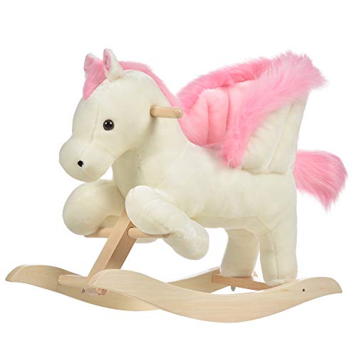 HOMCOM Kinder Schaukelpferd Baby Schaukeltier Pferd mit Tiergeräusche Spielzeug Haltegriffe für 18-36 Monate Plüsch Weiß+Rosa 70 x 28 x 57 cm HOMCOM Kinder Schaukelpferd Baby Schaukeltier Pferd mit Tiergeräusche Spielzeug Haltegriffe für 18-36 Monate Plüsch Weiß+Rosa 70 x 28 x 57 cm von HOMCOM
