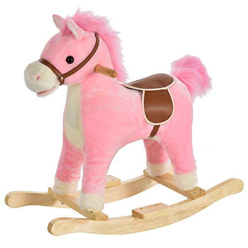 HOMCOM Kinder Schaukelpferd Baby Schaukeltier Pferd mit Tiergeräusche Spielzeug Haltegriffe für 36-72 Monate Plüsch Rosa 65 x 32,5 x 61 cm HOMCOM Kinder Schaukelpferd Baby Schaukeltier Pferd mit Tiergeräusche Spielzeug Haltegriffe für 36-72 Monate Plüsch Rosa 65 x 32,5 x 61 cm von HOMCOM