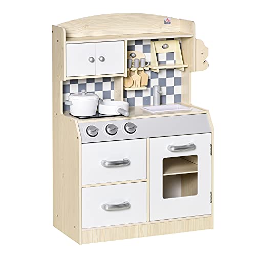 HOMCOM Kinderküche Spielküche aus Holz Küchenspielzeug mit Zubehör Nebelbildung Wasserspray Lichter Musikspielküche Spielzeugset für 3–6 Jahre 54,5 x 29 x 80 cm HOMCOM Kinderküche Spielküche aus Holz Küchenspielzeug mit Zubehör Nebelbildung Wasserspray Lichter Musikspielküche Spielzeugset für 3–6 Jahre 54,5 x 29 x 80 cm von HOMCOM