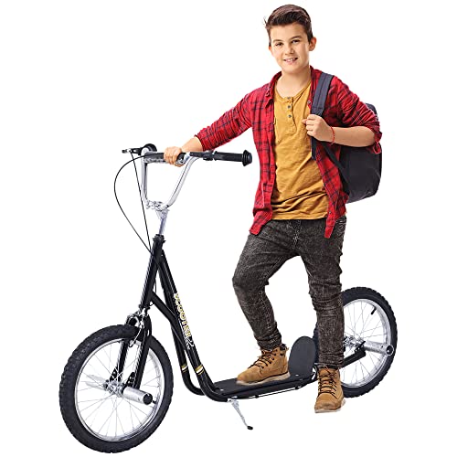 HOMCOM Kinderroller mit Luftreifen Kickscooter Scooter Tretroller Cityroller für Kinder Kickboard 16 Zoll ab 5 Jahre Höhenverstellbar Schwarz 143 x 58 x 92-100 cm HOMCOM Kinderroller mit Luftreifen Kickscooter Scooter Tretroller Cityroller für Kinder Kickboard 16 Zoll ab 5 Jahre Höhenverstellbar Schwarz 143 x 58 x 92-100 cm von HOMCOM