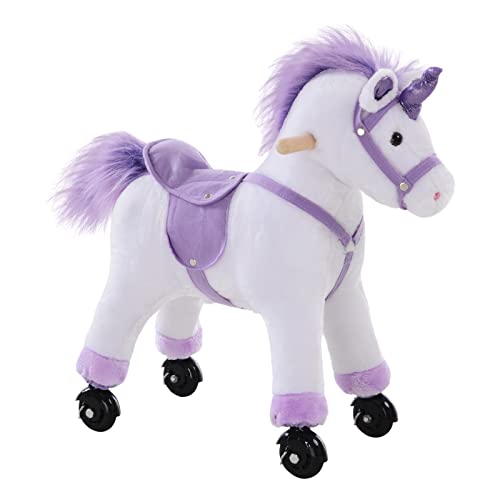 HOMCOM Reittier Einhorn auf Rollen Spielpferd Wiehern Plüsch 60 cm hoch für Kinder ab 3 Jahren, 40 kg belastbar, Lila HOMCOM Reittier Einhorn auf Rollen Spielpferd Wiehern Plüsch 60 cm hoch für Kinder ab 3 Jahren, 40 kg belastbar, Lila von HOMCOM