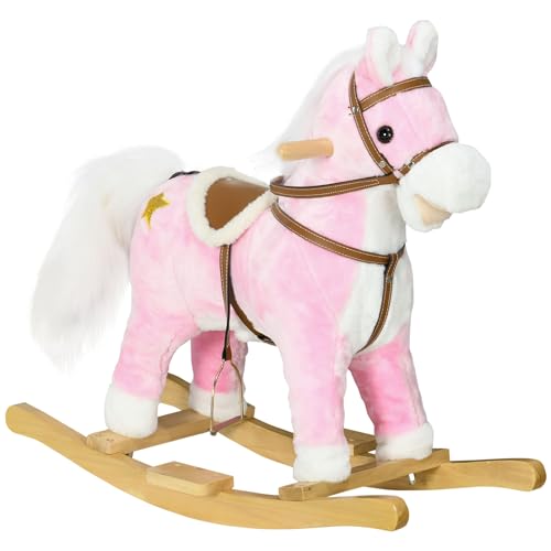 HOMCOM Schaukelpferd, Baby Schaukeltier aus Plüsch, Kinderschaukelstuhl mit Soundfunktion, Fußstütze, Baby Schaukelpferd für Kinder 3 bis 6 Jahre, Holz, Rosa HOMCOM Schaukelpferd, Baby Schaukeltier aus Plüsch, Kinderschaukelstuhl mit Soundfunktion, Fußstütze, Baby Schaukelpferd für Kinder 3 bis 6 Jahre, Holz, Rosa von HOMCOM