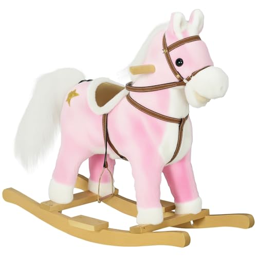 HOMCOM Schaukelpferd, Baby Schaukeltier aus Plüsch, Kinderschaukelstuhl mit Soundfunktion, Fußstütze, Baby Schaukelpferd für Kinder 3 bis 6 Jahre, Holz, Rosa HOMCOM Schaukelpferd, Baby Schaukeltier aus Plüsch, Kinderschaukelstuhl mit Soundfunktion, Fußstütze, Baby Schaukelpferd für Kinder 3 bis 6 Jahre, Holz, Rosa von HOMCOM