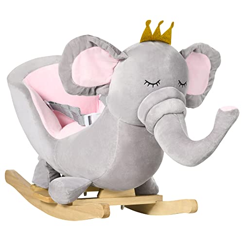 HOMCOM Schaukelpferd, Elefant Schaukeltier, Kinder Schaukelspielzeug mit Musikfunktion, für Kinder ab 18 Monaten, Pappelholz, Grau+Rosa, 60 x 33 x 45 cm HOMCOM Schaukelpferd, Elefant Schaukeltier, Kinder Schaukelspielzeug mit Musikfunktion, für Kinder ab 18 Monaten, Pappelholz, Grau+Rosa, 60 x 33 x 45 cm von HOMCOM