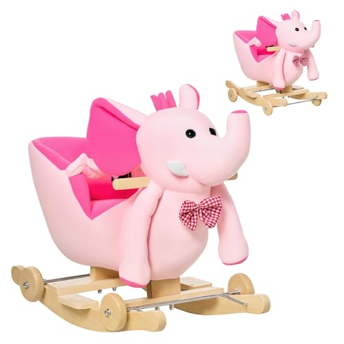 HOMCOM Schaukelpferd in Elefantenform für Kinder ab 18 Monaten mit Rädern, Gurt und Rückenlehne, Plüsch-Schaukelpferd, Holz und Stahl, 60x35x45 cm, rosa HOMCOM Schaukelpferd in Elefantenform für Kinder ab 18 Monaten mit Rädern, Gurt und Rückenlehne, Plüsch-Schaukelpferd, Holz und Stahl, 60x35x45 cm, rosa von HOMCOM