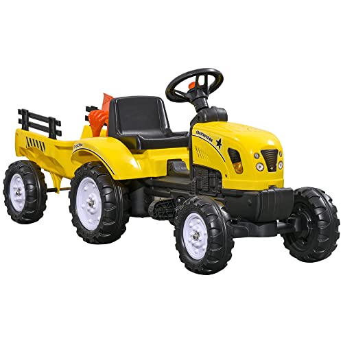 HOMCOM Trettraktor mit Anhänger Tretauto Traktor Kindertrettraktor Spielfahrzeug für Kinder ab 3 Jahren für Outdoor, Garten, Metall Gelb 133 x 42 x 51 cm HOMCOM Trettraktor mit Anhänger Tretauto Traktor Kindertrettraktor Spielfahrzeug für Kinder ab 3 Jahren für Outdoor, Garten, Metall Gelb 133 x 42 x 51 cm von HOMCOM