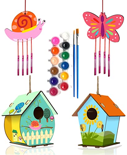 HOME COMPOSER 4 Stück DIY Vogelhaus Windspiel-Sets für Kinder zum Bauen und Bemalen, Holzkunst und Handwerk für Kinder, Mädchen, Jungen, Kleinkinder im Alter von 8–12, 4–6, 6–8 HOME COMPOSER 4 Stück DIY Vogelhaus Windspiel-Sets für Kinder zum Bauen und Bemalen, Holzkunst und Handwerk für Kinder, Mädchen, Jungen, Kleinkinder im Alter von 8–12, 4–6, 6–8 von HOME COMPOSER