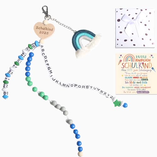 HOME'S FRIEND Schultüte Mädchen Jungen Einschulung Geschenk, Rechenkette 1.Klasse 2025 Schulkind Geschenk,Glücksbringer mit Grußkarte Geschenkbox,Einschulung Mädchen Jungen deko von HOME'S FRIEND